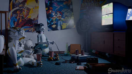 anthro bedroom bong clothed clothing controller diaper diaper_fetish drugs duo electronics fur furniture game_controller gaming gym_leader lamp lava_lamp male male/male marijuana playing_video_game plushie poster retro retro_console retro_controller roleplay sitting sleepover television topless snubbyarts mario_bros nintendo pokemon team_rocket the_legend_of_zelda ash's_pikachu ash_ketchum brock_(pokemon) james_(team_rocket) jessie_(team_rocket) mario misty_(pokemon) princess_zelda aerodactyl articuno charmeleon dragonite fearow fossil_pokemon generation_1_pokemon golbat kobold legendary_pokemon meowth nidoran nidoran♀ persian_(pokemon) pikachu pokemon_(species) psyduck rhydon scalie 16:9 3d_(artwork) 4k absurd_res digital_media_(artwork) hi_res huge_filesize widescreen