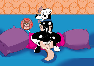female feral feral_on_feral from_front_position male male/female mating_press sex toony fenris64 101_dalmatian_street 101_dalmatians disney doug_(101_dalmatians) fan_character gretel_(fenris0604) canid canine canis dalmatian domestic_dog husky mammal nordic_sled_dog spitz absurd_res hi_res