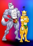 abs abstract_background angry biceps big_muscles black_nose blonde_hair blush brown_fur bulge canine chest_tuft claws duo fangs fox fox_mccloud fur gradient_background grey_fur grin hair male mammal muscles notime4fear orange_fur pecs pose smile smug speedo standing star_fox swimsuit tan_fur teeth thong toe_claws toned topless tuft video_games white_fur white_hair wolf wolf_o'donnell
Rating: Questionable
Score: 3
User: darkfurr
Date: November 18, 2013