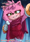 anthro big_breasts blush breasts cloak clothing dialogue eyelashes female fur green_eyes hair heart_symbol looking_at_viewer looking_back navel_outline pink_body pink_fur pink_hair smile solo text tight_clothing wide_hips brachyzoid sega sonic_the_hedgehog_(film) sonic_the_hedgehog_(series) sonic_the_hedgehog_3_(film) amy_rose eulipotyphlan hedgehog mammal 2025 signature url