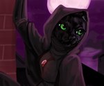 ambiguous_gender anthro black_body black_fur female fur green_eyes night sneaking solo lostwisdom hasbro wizards_of_the_coast catfolk felid feline mammal hi_res