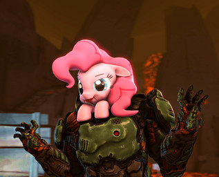 blood bodily_fluids death eating female feral hell solo fishimira doom_(series) friendship_is_magic hasbro id_software microsoft my_little_pony doom_slayer pinkie_pie_(mlp) equid equine horse mammal pony animated