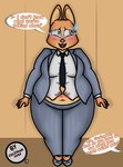 anthro belly_peeking_out black_tie_(suit) blush bodily_fluids business_suit button_(fastener) clothing dialogue embarrassed eyewear female front_view glasses grey_clothing grey_suit looking_away midriff navel offscreen_character outie_navel overweight overweight_anthro overweight_female shirt slightly_chubby slightly_chubby_female solo speech_bubble standing straining_buttons stretched_clothing suit sweat sweatdrop text topwear wardrobe_malfunction weight_gain white_clothing white_shirt white_topwear coleman12345 dreamworks the_bad_guys diane_foxington canid canine fox mammal absurd_res english_text hi_res watermark