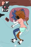 anthro beanie camera_view clothing electronics female hair hat headgear headwear messy_hair phone pose sleeping thin_calves thin_legs thin_thighs babiduh epic_games fortnite camille_(fortnite) meow_skulls felid feline humanoid mammal murid murine rat rodent hi_res