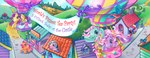 aircraft balloon banner blush building detailed_background female feral group hill hot_air_balloon house inflatable outside smile street town vehicle well lyn_fletcher hasbro mlp_g3 my_little_pony my_little_pony_(2003) merriweather_(mlp) minty_(mlp_g3) sparkleworks_(mlp) sweet_breeze_(mlp) wysteria_(mlp) earth_pony equid equine horse mammal pony official_art