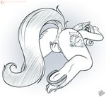 anthro butt cutie_mark female genitals hair looking_back masturbation penetration presenting pussy raised_tail simple_background solo tail drxii hasbro my_little_pony fan_character ipsywitch earth_pony equid equine horse mammal pony digital_media_(artwork) hi_res monochrome sketch