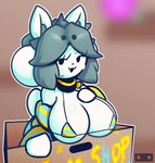 anthro big_breasts bikini breasts clothed clothing female fur hair happy looking_at_viewer open_mouth outline simple_background small_bikini smile smiling_at_viewer solo swimwear tail topwear two-piece_swimsuit white_body white_fur uid undertale undertale_(series) temmie_(undertale) canid canine felid feline humanoid mammal tem 2023 digital_drawing_(artwork) digital_media_(artwork) hi_res shaded signature