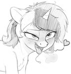 ahegao female feral freckles fur heart_symbol horn looking_pleasured open_mouth simple_background solo tongue tongue_out zippysqrl friendship_is_magic hasbro my_little_pony mythology fan_character sign_(character) equid equine horse mammal mythological_creature mythological_equine pony unicorn monochrome sketch