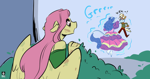 anthro blonde_hair clothing dress empty_eye_sockets feathered_wings feathers female floating group hair hiding horn male pink_clothing pink_dress pink_hair plant purple_clothing purple_dress purple_hair shrub strangling trio wings yellow_body redxbacon friendship_is_magic hasbro my_little_pony mythology fluttershy_(mlp) rarity_(mlp) trenderhoof_(mlp) equid equine ghost mammal mouse murid murine mythological_creature mythological_equine pegasus rodent spirit unicorn hi_res