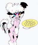 :c alternative_fashion ambiguous_gender anthro coontail_hair fur glamfur hair hairless pink_body pink_fur sad scene_(fashion) scene_haircut solo text white_hair fr34kpet canid canine canis chinese_crested_dog domestic_dog hairless_dog mammal toy_dog english_text