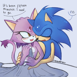 anthro bed bed_sheet bedding blush cuddling duo female from_behind_position furniture hand_on_hip hero hug male male/female nude princess romantic romantic_couple royalty sex speech_bubble text rikandererr sega sonic_the_hedgehog_(series) blaze_the_cat sonic_the_hedgehog domestic_cat eulipotyphlan felid feline felis hedgehog mammal 1:1 english_text hi_res