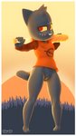 anthro baseball_bat bat_(object) blue_body blue_fur border bottomless clothed clothing dreamworks_smirk female forest fur genitals paws plant pussy red_eyes shirt smile smirk solo sunset t-shirt topwear tree white_border owo_sfm night_in_the_woods mae_borowski domestic_cat felid feline felis mammal 3d_(artwork) 9:16 digital_media_(artwork) hi_res source_filmmaker_(artwork)