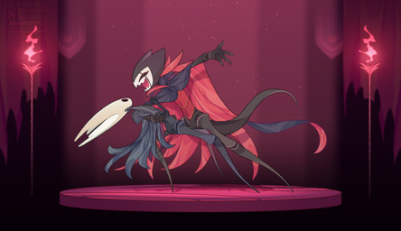 2_horns aged_up ambiguous_gender anthro arm_around_back arm_around_shoulders banner biped black_background black_body black_cloak black_clothing black_eyes cape cloak clothed clothed_ambiguous clothed_anthro clothed_male clothing curtains dancing duo empty_eyes eye_contact eyes_closed fire holding_another horn leaning leaning_backward leaning_forward logo looking_at_another male male/ambiguous mouthless open_mouth red_body red_cape red_clothing simple_background spotlight stage stage_curtains stage_lights torch white_body kiri_0861 hollow_knight_(franchise) team_cherry grimmchild_(hollow_knight) the_knight_(hollow_knight) arthropod insect vessel_(species) 2025 absurd_res artist_logo digital_drawing_(artwork) digital_media_(artwork) english_description hi_res japanese_description watermark