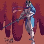 abs anthro armor barazoku biped blood blue_body blue_fur bodily_fluids butt dangerous feet fur genitals hair headgear helmet holding_object holding_weapon looking_at_viewer male melee_weapon muscular muscular_anthro muscular_male nipples nude pecs penis pokemorph solo sword weapon yellow_eyes pinumontbalou nintendo pokemon canid canine canis crowned_sword_zacian generation_8_pokemon legendary_pokemon mammal pokemon_(species) wolf zacian 1:1 digital_media_(artwork) low_res pixel_(artwork)