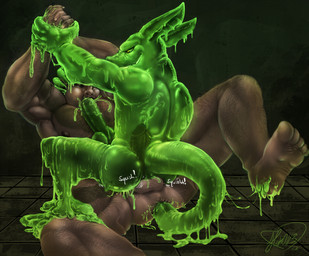 5_fingers 5_toes anal anal_penetration animal_genitalia animal_penis anthro anus armpit_hair balls balls_deep barefoot black_eyes bodily_fluids body_hair brown_hair butt canine_genitalia canine_penis chest_hair cowgirl_position cum cum_in_ass cum_in_goo cum_in_mouth cum_inside cumshot duo ejaculation erection feet fellatio fingers from_front_position genital_fluids genitals green_arms green_body green_eyes green_fingers green_hands green_head green_legs green_penis green_tail hair hairy happy human_on_anthro humanoid_genitalia humanoid_penis inside interspecies knot male male/male male_on_bottom male_on_top male_penetrating muscular nipples nude on_bottom on_top open_mouth oral oral_penetration orgasm pecs penetration penile penis perineum power_bottom raised_arm raised_leg sex slime slime_sex smile soles spread_legs spreading straddling tail tail_fetish tail_in_ass tail_insertion tail_play tail_sex tan_body tan_skin text toes translucent translucent_body chumbasket mythology dragon goo_creature human lizard mammal mythological_creature mythological_scalie reptile scalie 2013 digital_media_(artwork) english_text hi_res
