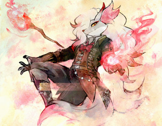 abstract_background ambiguous_gender anthro black_bottomwear black_clothing black_pants boots bottomwear brown_clothing brown_topwear clothed clothing coat dipstick_tail fire footwear fully_clothed fur gloves green_clothing green_coat green_topwear grey_body grey_fur handwear inner_ear_fluff looking_at_viewer low-angle_view markings pants pokemorph red_body red_eyes red_fur shoes snout solo tail tail_markings topwear tuft white_body white_fur yellow_sclera thwillartz nintendo pokemon t.c_(tamagamioto) delphox generation_6_pokemon generation_8_pokemon hisuian_form hisuian_zoroark hybrid pokemon_(species) regional_form_(pokemon) 2025 hi_res shaded signature