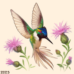 beak black_beak black_body black_eyes black_feathers blue_head_feathers feathered_wings feathers feral flower flying green_body green_feathers multicolored_body multicolored_feathers plant sharp_beak simple_background solo teal_body teal_feathers white_background white_tail_feathers white_wings wings alexpahomov apodiform avian bird horned_sungem hummingbird 1:1 2025 digital_media_(artwork) digital_painting_(artwork) hi_res painting_(artwork)