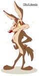 anthro brown_body brown_fur fur male nude simple_background solo textured_background shimomaro looney_tunes warner_brothers wile_e._coyote canid canine canis coyote mammal 2021