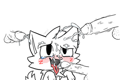 ahegao anthro balls big_balls big_penis blush blush_lines bodily_fluids body_hair bukkake cum cum_drip cum_explosion cum_on_face disembodied_penis dripping drooling duo foreskin gangbang genital_fluids genitals group group_sex hairy_balls human_on_anthro interspecies kneeling kneeling_oral_position looking_pleasured looking_up male male/male paws penis pube_peek pubes saliva sex tail tears tears_of_pleasure throbbing throbbing_penis tongue tongue_out trio tuft varpi silly_cat_(mauzymice) domestic_cat felid feline felis human mammal 3:2 absurd_res black_and_white hi_res meme monochrome