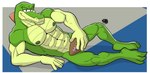 3_toes 5_fingers abs american_football anthro athletic athletic_anthro athletic_male ball biceps clothing covering covering_crotch covering_penis feet fingers football_player gloves green_body green_skin gridiron_ball handwear looking_at_viewer lying male muscular muscular_anthro muscular_male muscular_thighs narrowed_eyes navel nipples nude nude_anthro nude_male on_side pecs simple_background smile solo sport toes hunter-husky sega sonic_the_hedgehog_(series) vector_the_crocodile crocodile crocodilian reptile scalie 2024 digital_media_(artwork) hi_res