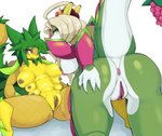 2_horns 4_fingers anthro anus banana_horns big_breasts blonde_hair breasts brown_nipples butt clitoral_hood clitoris duo eyebrow_through_hair eyebrows female female/female fingers food fruit genitals green_body green_eyes green_hair green_skin grey_eyes grey_pupils hair hand_on_butt horn looking_at_viewer looking_back medium_breasts monotone_background multi_breast multicolored_body nervous nipples nude on_ground open_mouth pink_anus pink_eyes pink_nipples pink_pussy plant plump_labia presenting presenting_hindquarters puffy_nipples pupils purple_pupils pussy raised_tail rear_view side_boob simple_background slight_blush small_breasts smile spread_butt spread_legs spreading tail thin_eyebrows translucent translucent_hair two_tone_body two_tone_tail white_background white_body white_hair white_skin yellow_body yellow_skin san_ruishin mythology hua_hua juicy_the_dragon dragon elemental_creature flora_fauna food_creature mythological_creature mythological_scalie scalie digital_drawing_(artwork) digital_media_(artwork) hi_res shaded sibling_(lore) sister_(lore) sisters_(lore)