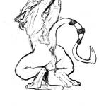 anthro anus balls bodily_fluids butt cum genital_fluids genitals half-erect male nude penis presenting presenting_hindquarters rear_view simple_background solo tail_anus white_background conditional_dnp mej league_of_legends riot_games tencent rengar_(lol) felid lion mammal pantherine low_res