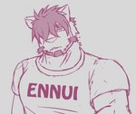 anthro biceps clothing facial_hair goatee male muscular muscular_anthro muscular_male pecs shirt solo t-shirt topwear alf_nick lifewonders live_a_hero tsuneaki domestic_cat felid feline felis mammal sketch