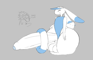 anthro balls big_balls big_penis biped black_text blue_clothing clothing dialogue duo erection fingers fur genitals glans hand_on_hip hat headgear headwear huge_penis humanoid_genitalia humanoid_penis life_ring looking_at_another male penis profanity scut_tail short_tail solo_focus standing swim_ring tail text thick_thighs white_balls white_body white_penis mamimibuns 2024_pokemon_gigaleak beta_pokemon_games nintendo pokemon beta_pokemon_(species) generation_2_pokemon lagomorph mammal pokemon_(species) typhlosion warabbit 2024 english_text hi_res