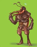 3_fingers 3_toes 4_arms anthro crossed_arms feet fingers green_background hand_on_hip looking_at_viewer male multi_arm multi_limb muscular nude simple_background solo three-quarter_view toes stagor55 arthropod beetle insect stag_beetle 2015