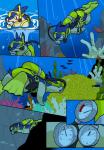 asphyxiation clothing eyewear goggles scuba scuba_diving sea solo swimming_fins swimwear underwater water dokudokun nintendo pokemon fish generation_2_pokemon marine pokemon_(species) typhlosion comic