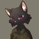 anthro black_body black_fur breasts clothing female fur inner_ear_fluff looking_at_viewer military purple_eyes skinny small_breasts solo tuft whiskers cdt2s snowflake_(cdt2s) felid feline mammal 1:1