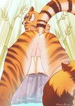 anthro bamboo bamboo_forest butt female forest fur genitals humanoid_genitalia humanoid_pussy looking_back low-angle_view nude nude_anthro nude_female orange_body orange_fur outdoor_nudity outside plant presenting presenting_hindquarters presenting_pussy pussy raised_tail rear_view solo striped_body striped_fur stripes tail tree water vincher dreamworks kung_fu_panda master_tigress felid mammal pantherine tiger 2023 absurd_res hi_res