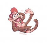 5_toes anthro barefoot biped brown_body brown_fur clothing feet fur hat headgear headwear laugh lying male on_back open_mouth simple_background solo teeth toes tongue white_background forosha donkey_kong_(series) nintendo diddy_kong haplorhine mammal monkey primate signature