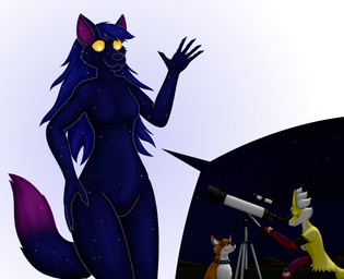 anthro female feral macro male micro universe narrsvans bandai_namco digimon nintendo pokemon canid canine fox mammal hi_res
