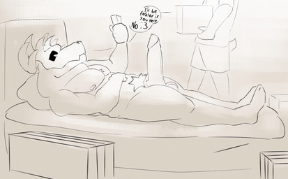 anthro bed big_muscles black_body black_fur bodily_fluids bone box container duo foreskin fur furniture genital_fluids genitals holding_object horn huge_muscles leaking leaking_precum looking_at_porn lying male muscular on_back penile penis penis_tip pornography precum pubes pupils raised_tail rubble side_view simple_background skull skull_head speech_bubble tail teeth text white_pupils aimskull american_mythology indigenous_north_american_mythology mythology north_american_mythology deer demon humanoid mammal monster mythological_creature wendigo digital_drawing_(artwork) digital_media_(artwork) greyscale hi_res monochrome signature