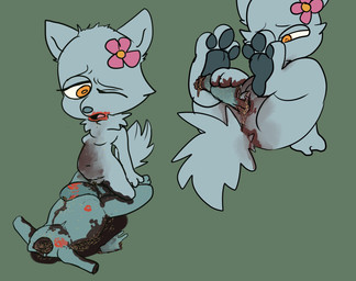 ambiguous_fluids amputee anthro balls bloated blood bodily_fluids canid canine clitoris corpse death decapitation decomposition disability duo female flower fur genitals grotesque headless hi_res improvised_dildo improvised_sex_toy infestation kiss_mark leaking lipstick lipstick_on_penis maggot makeup male male/female mammal masturbation messy necrolarva necrophilia nightmare_fuel penis plant pussy rotting severed_head sex slightly_chubby stain vaginal vaginal_masturbation what why