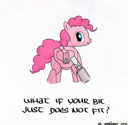 ambiguous_gender blue_eyes hair looking_at_viewer looking_back pink_body pink_hair presenting screw screwdriver simple_background solo tail text tools el-yeguero friendship_is_magic hasbro my_little_pony pinkie_pie_(mlp) earth_pony equid equine horse mammal pony 2012 english_text low_res source_request