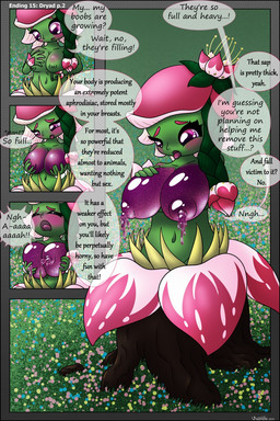 big_breasts blush bodily_fluids breast_expansion breasts expansion female flower flower_hair holding_breast huge_breasts lactating looking_pleasured petal_hair petals plant plant_hair pseudo_hair rooted solo speech_bubble text transformation transformation_sequence unusual_bodily_fluids unusual_lactation visorelle marri_(visorelle) dryad elemental_creature elemental_humanoid flora_fauna flower_creature humanoid plant_humanoid 2019 comic english_text hi_res