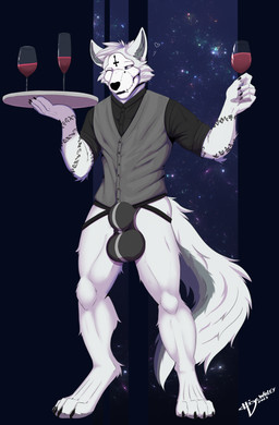 alcohol anthro balls_outline beverage big_bulge bulge clothed clothing container cross cup detailed_bulge drinking_glass fur genital_outline glass glass_container glass_cup heart_symbol inverted_cross jockstrap male multicolored_body multicolored_fur one_eye_closed pantsless runes sheath_outline smile solo topwear two_tone_body two_tone_fur underwear vest white_body white_fur wine wine_glass wink hidewolff asylumcursed canid canine mammal skulldog_(species) absurd_res hi_res