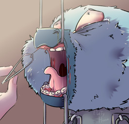 abuse ambiguous_form ambiguous_gender ambiguous_human animal_abuse blood bloodshot_eyes blue_body blue_fur bodily_fluids bound brown_background constricted_pupils duo exposed_muscle fur gore gradient_background light_body light_skin looking_up mostly_offscreen_character mouth_torture nerves open_mouth pained_expression pupils simple_background small_pupils snot solo_focus suffering teeth tongue tooth_removal torture laponkisuwu fluffy_pony fluffy_pony_(species) human mammal 2025 digital_media_(artwork) hi_res shaded