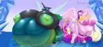 5_fingers anthro areola belly big_belly big_breasts breasts dialogue duo female fingers hand_behind_head horn huge_belly huge_breasts hyper hyper_belly hyper_breasts morbidly_obese nipples obese overweight text wings blues64 lesang friendship_is_magic hasbro my_little_pony mythology princess_cadance_(mlp) queen_chrysalis_(mlp) arthropod changeling equid equine mammal mythological_creature mythological_equine winged_unicorn 2019 absurd_res english_text hi_res signature