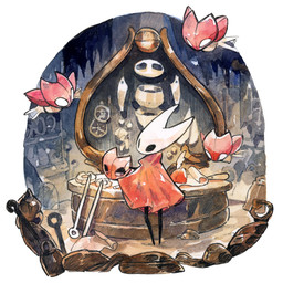2_horns ambiguous_gender biped black_eyes black_legs cloak clothed clothing cogfly detailed_background empty_eyes flying horn red_cloak red_clothing solo standing white_eyes wraith615 hollow_knight:_silksong hollow_knight_(franchise) team_cherry hornet_(hollow_knight) arthropod 1:1 2026 hi_res