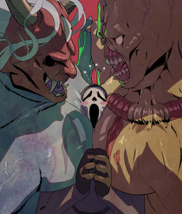 blush blush_stickers group gums hand_holding male male_human male_humanoid pecs red_eyes red_gums teeth tongue trio niku405 asian_mythology capcom dead_by_daylight east_asian_mythology japanese_mythology mythology resident_evil scream_(films) ghostface_(scream) nemesis_(resident_evil) the_oni_(dead_by_daylight) demon human humanoid mammal oni tyrant_(resident_evil) yokai absurd_res colored crossover digital_drawing_(artwork) digital_media_(artwork) hi_res tagme