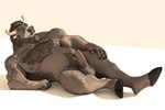 anthro balls brown_body brown_fur brown_skin facial_hair foreskin fur genitals horn humanoid_genitalia humanoid_penis male muscular penis solo tail buruthebull buru_(buruthebull) bovid bovine cattle mammal 3:2 3d_(artwork) digital_media_(artwork) hi_res