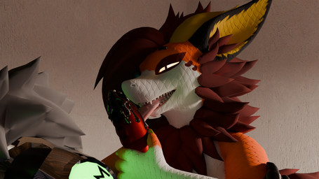 anthro armor biped body_hair c.a.m. candy chest_fur chest_hair chest_tuft chocolate chrome chrome_body claws cybernetics dessert digitigrade duo electronics erection fingers fluffy fluffy_ears fluffy_hair food food_fetish food_play fur genitals glowing glowing_body glowing_eyes green_body green_eyes grey_body grey_fur grey_hair hair holidays horn machine male male/male metal metallic_body military multicolored_body neck_tuft nude orange_body penile penis prosthetic robotic simple_background smile tuft white_body vibincane9 mythology valentine's_day cane9 yuri_chacal canid canine canis dragon jackal mammal mythological_creature mythological_scalie nardoragon protogen scalie 16:9 2026 3d_(artwork) colored digital_media_(artwork) hi_res widescreen