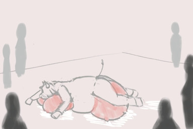 anthro belly big_belly big_breasts blush bodily_fluids breast_growth breasts crowd gender_transformation group growth hooves horn huge_belly huge_breasts humiliation hyper hyper_belly hyper_breasts hyper_udders immobile immobilization inflation lactating leaking_milk mtf_transformation public public_exposure public_humiliation teats transformation udder_lactation udders squishet bovid bovine cattle human mammal 2d_animation absurd_res animated frame_by_frame hi_res short_playtime sketch webm