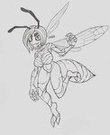 antennae_(anatomy) anthro big_breasts breasts female hair looking_at_viewer solo wings zer0ember melanie_fae_blackwing arthropod hymenopteran insect wasp sketch