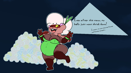 anthro belly big_belly big_breasts big_butt breasts butt egg female holidays overweight pregnant shortstack text easter demon lagomorph mammal english_text hi_res