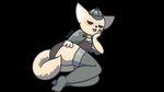 anthro big_ears bottomwear clothing cosplay detective detective_hat fangs female legwear pose skirt smug_face solo teasing teeth thick_thighs thigh_highs tkupbook aggretsuko sanrio detective_fenneko fenneko canid canine fox mammal 16:9 pinup widescreen