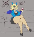 2_horns alcohol angry anthro antlers beverage big_breasts black_clothing black_dress blonde_hair blue_antlers blue_clothing blue_eyeshadow blue_lips blue_nose blue_panties blue_topwear blue_underwear breasts cleavage clenched_teeth clothed clothed_anthro clothed_female clothing cloven_hooves container crossed_legs cup dress drinking_glass ears_outwards ellipsis exclamation_point eyeshadow female female_anthro fist furniture furrowed_brow gem glass glass_container glass_cup grey_background hair head_horn holding_container holding_cup holding_drinking_glass holding_object holding_wine_glass hooves horn huge_breasts jewelry lips makeup mature_anthro mature_female medium_hair name_drop necklace no_irises on_sofa panties panty_peek pearl_(gem) pearl_necklace pivoted_ears simple_background sitting sitting_on_sofa slim_anthro slim_female sofa solo teeth text thick_thighs thought_bubble topwear underwear wine wine_glass signirsol deltarune undertale_(series) carol_holiday susie_(deltarune) deer mammal 2025 aliasing digital_media_(artwork) english_description english_text flat_colors full-length_portrait portrait